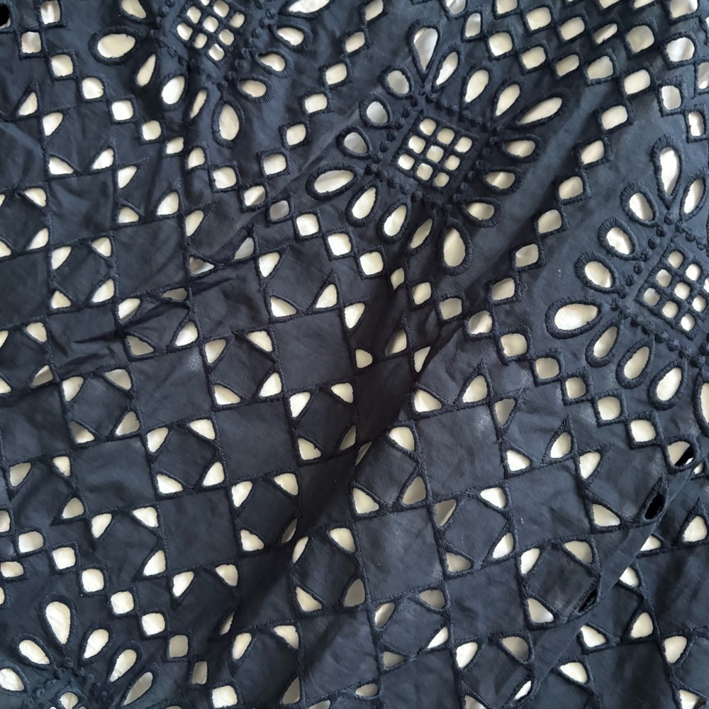 Johanna Ortiz M'o Exclusive Five Oceans Wide Leg Pants Size 6 Eyelet Navy Blue - Picture 6 of 8